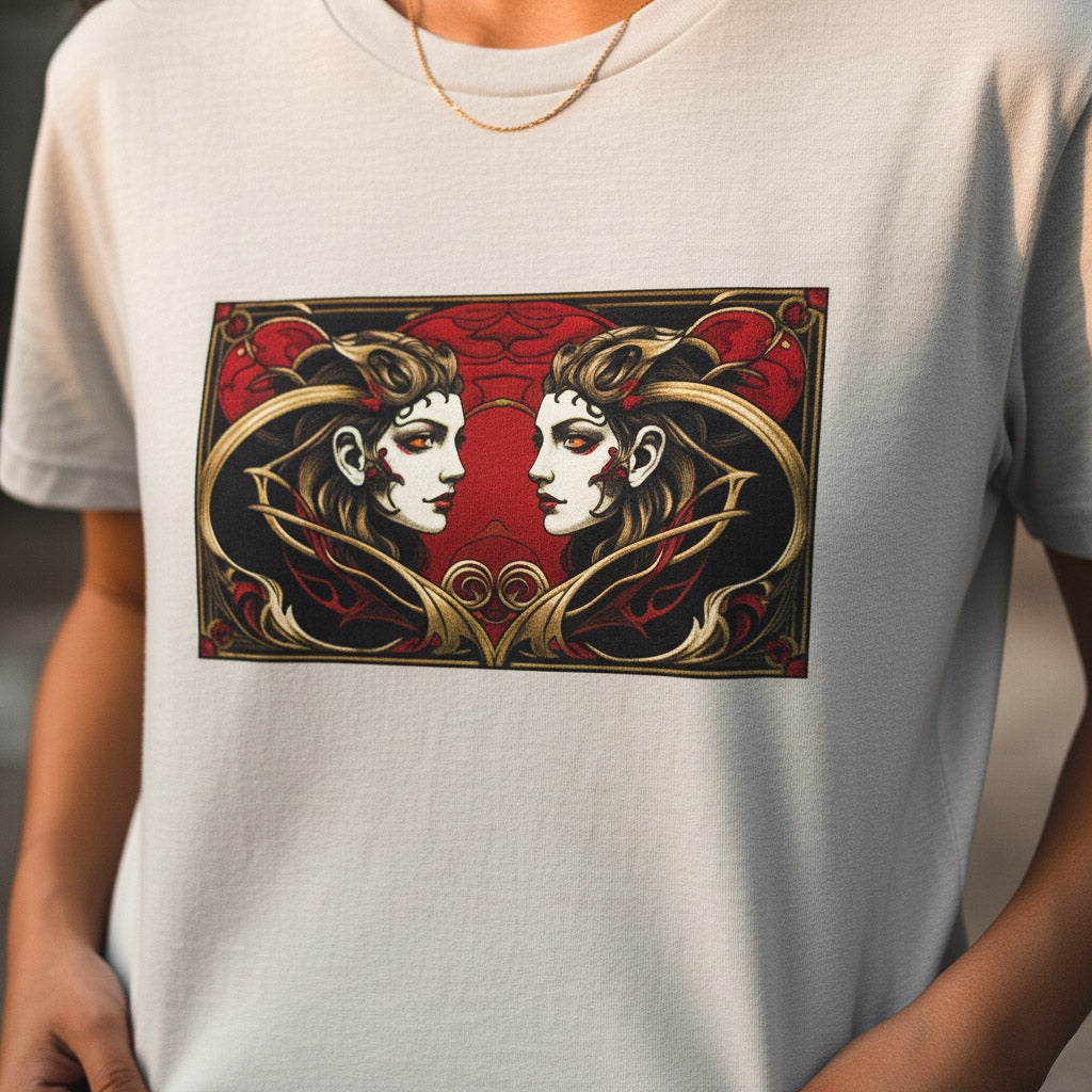 GOTHIC ZODIAC. Each T-shirt is more than just clothing. The twelve signs are transformed into shadowy creatures, into symbols that speak of courage, fate, and hidden identity.