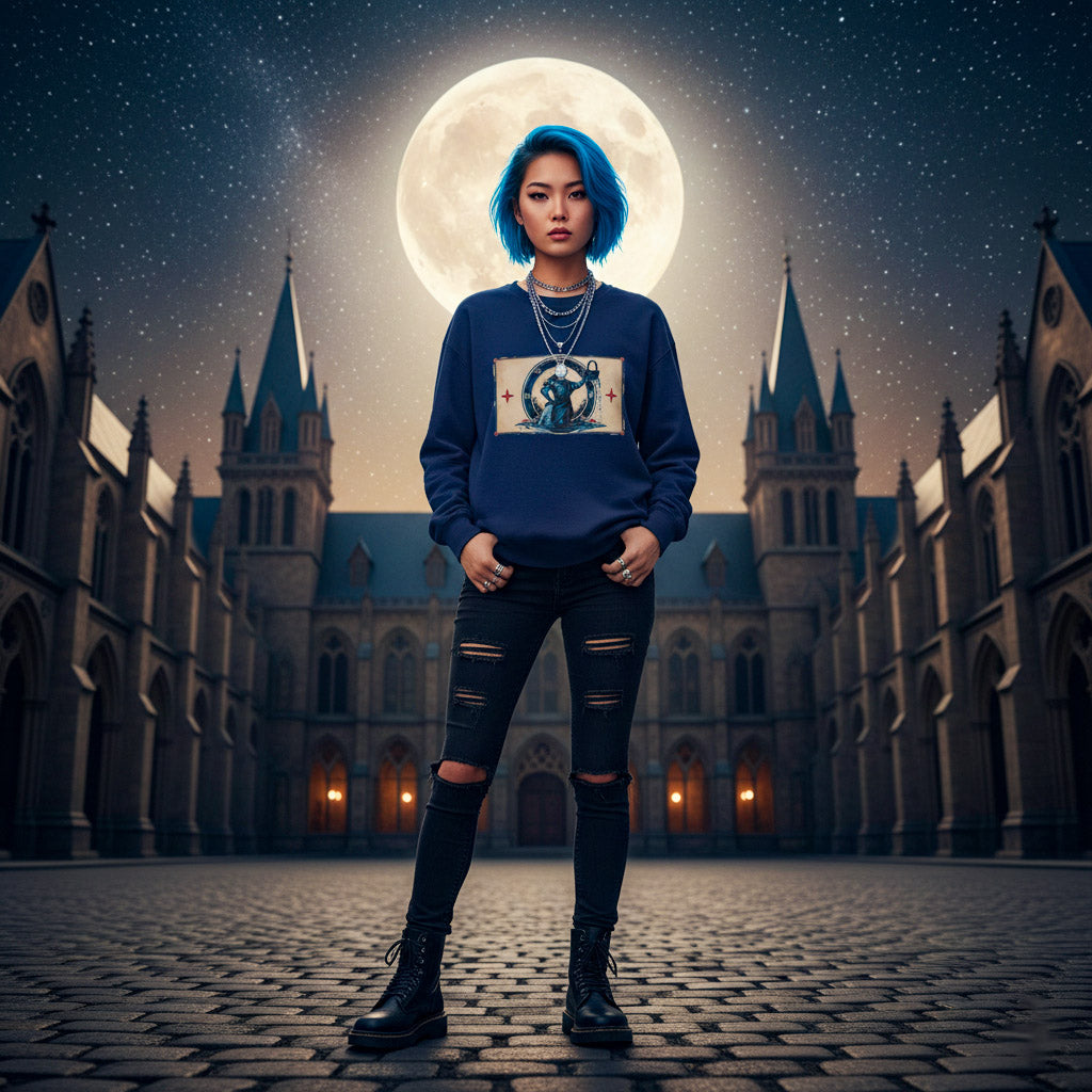 GOTHIC ZODIAC Sweatshirt. In the stillness of the night, the Zodiac turns to shadow. The signs shed their light and wrap themselves in mystery.
