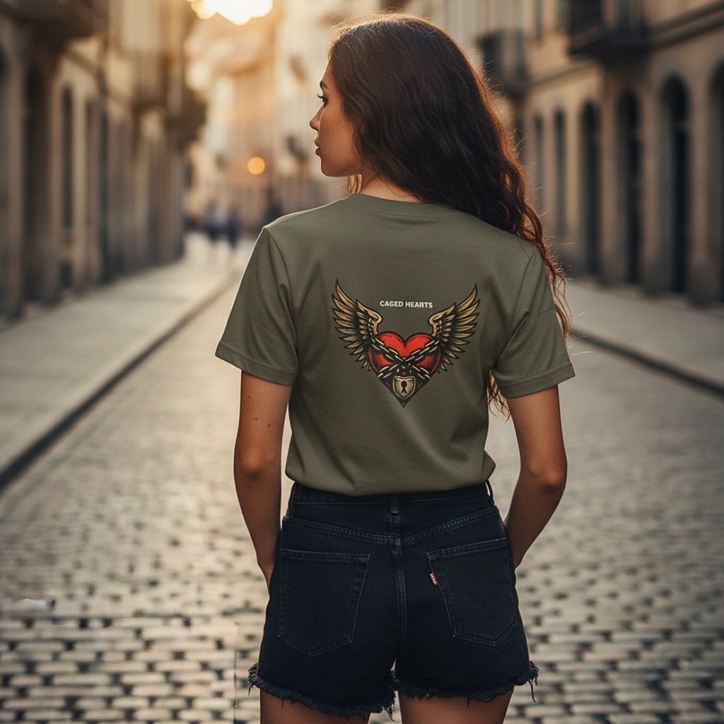 CAGED HEARTS. T-Shirts That Break the Silence of Toxic Love.  You don’t need a prison to keep a heart captive.