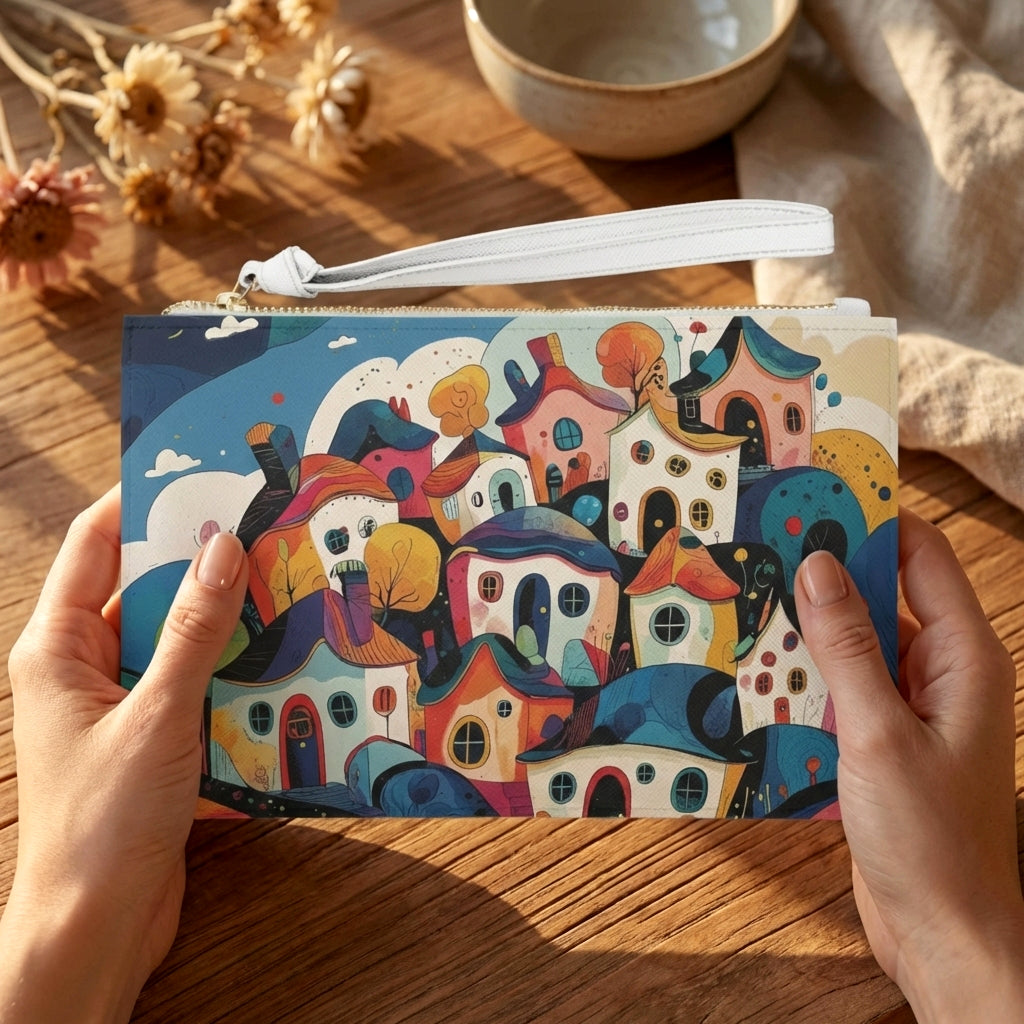 DREAMY LANDSCAPE Zipper Clutch Bags. Carry a Piece of the Horizon  There are horizons you never forget: skies blending into a thousand colors, hills as soft as waves, cities that shine like jewels in the night.