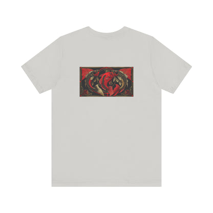 Pesci - Zodiaco gotico, maglietta con grafica rossa sul retro. Zodiaco nell'ombra