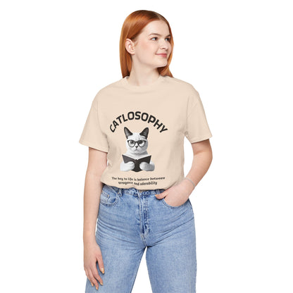 Catlosophy Maglietta unisex a maniche corte in jersey – Design "La chiave della vita"