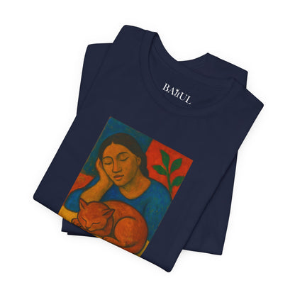 T-shirt unisex CATART - GAUGUIN - Un dipinto iconico rivisitato con i gatti