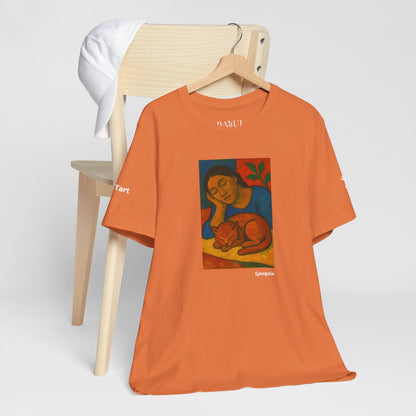T-shirt unisex CATART - GAUGUIN - Un dipinto iconico rivisitato con i gatti