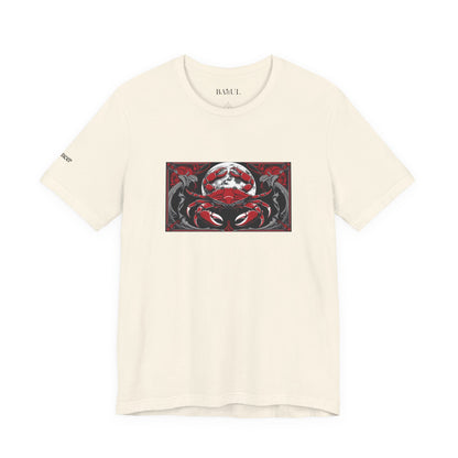 Cancro - T-shirt Zodiaco gotico. Grafica rossa sul davanti. Zodiaco nell'ombra.