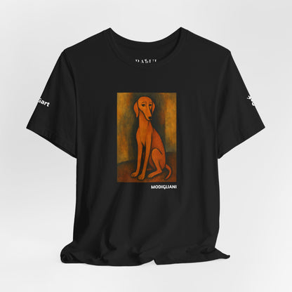 Unisex T-Shirt con cane DOGART  - MODIGLIANI - Un dipinto iconico rivisitato con i cani