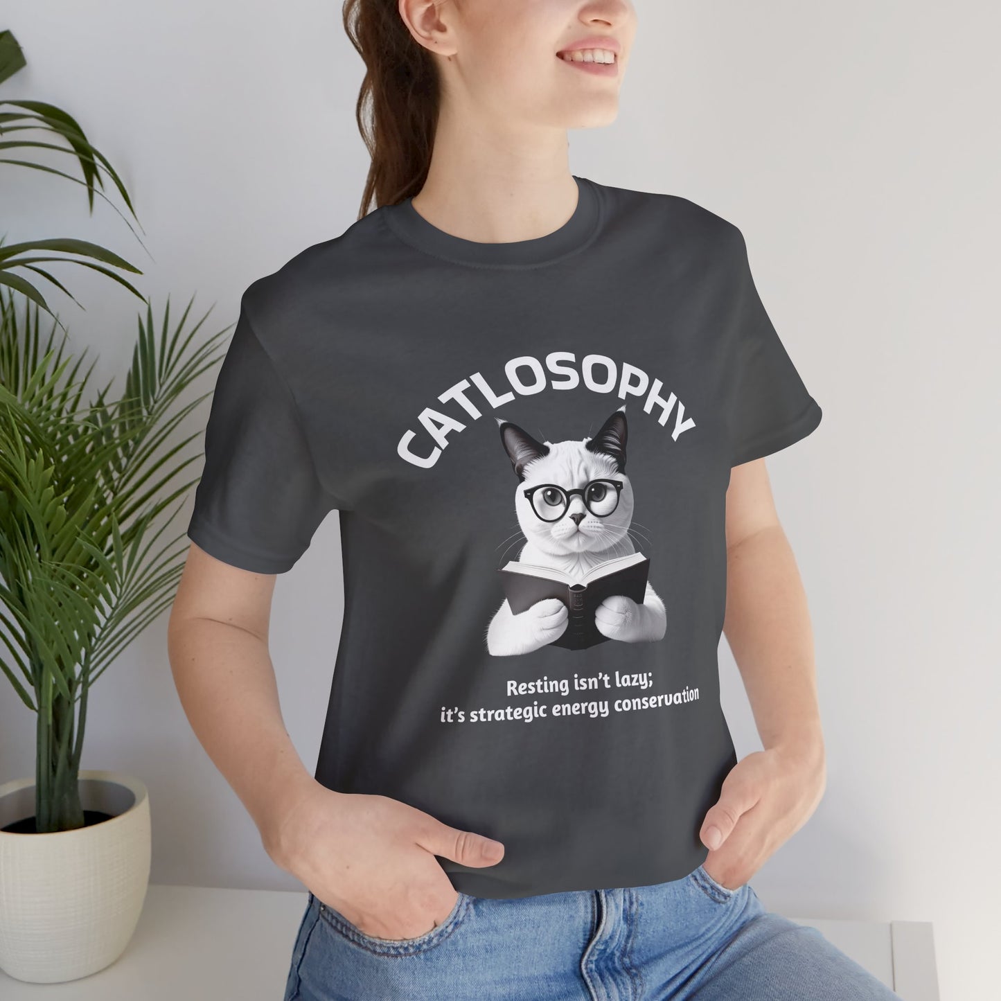 Catlosophy Unisex Jersey Maglietta a maniche corte – Design "Riposare non è pigrizia"