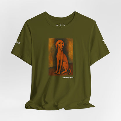 Unisex T-Shirt con cane DOGART  - MODIGLIANI - Un dipinto iconico rivisitato con i cani