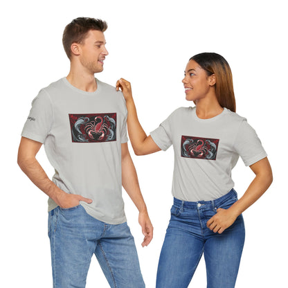 Scorpione - T-shirt Zodiaco gotico. Grafica rossa sul davanti. Zodiaco nell'ombra.