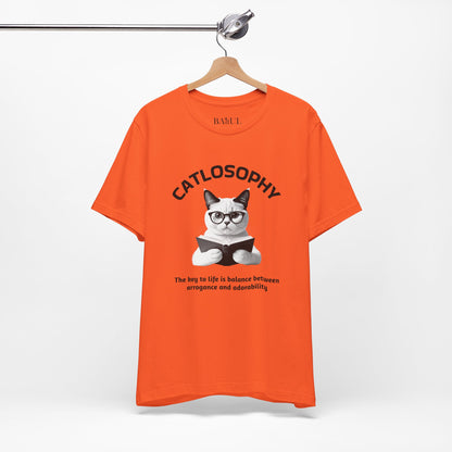 Catlosophy Maglietta unisex a maniche corte in jersey – Design "La chiave della vita"