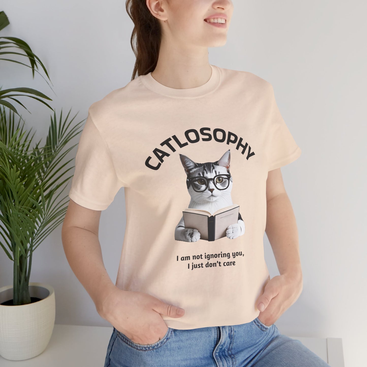 Catlosophy Unisex Jersey Maglietta a maniche corte – Design "Non ti sto ignorando, solo che non me ne frega niente"