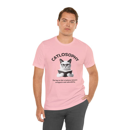 Catlosophy Maglietta unisex a maniche corte in jersey – Design "La chiave della vita"