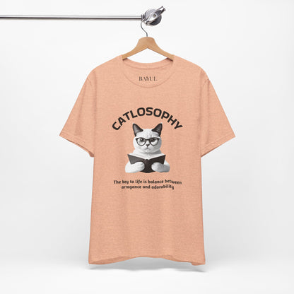 Catlosophy Maglietta unisex a maniche corte in jersey – Design "La chiave della vita"