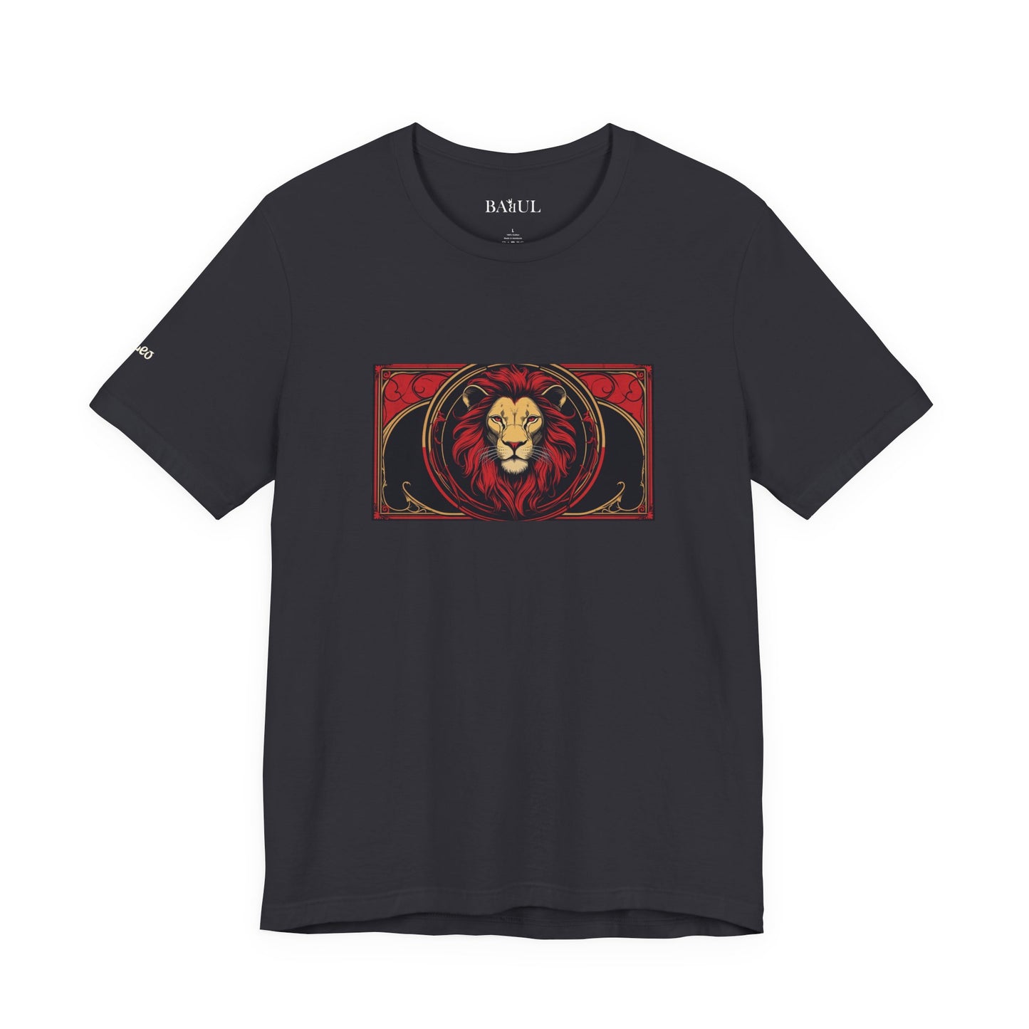 Leone - T-shirt Zodiaco gotico. Grafica rossa sul davanti. Zodiaco nell'ombra.