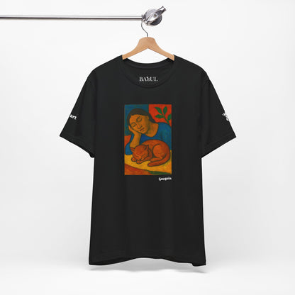 T-shirt unisex CATART - GAUGUIN - Un dipinto iconico rivisitato con i gatti