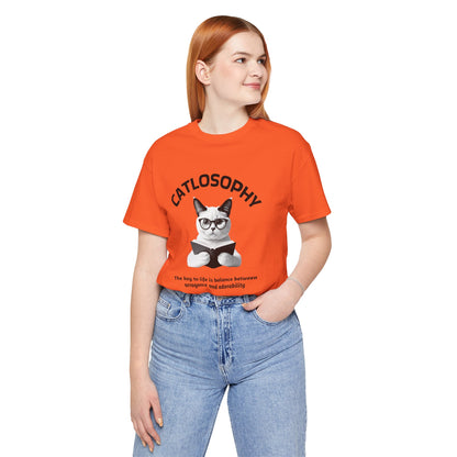 Catlosophy Maglietta unisex a maniche corte in jersey – Design "La chiave della vita"