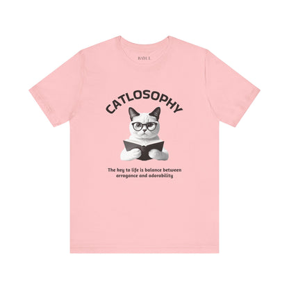 Catlosophy Maglietta unisex a maniche corte in jersey – Design "La chiave della vita"