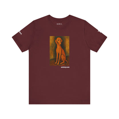 Unisex T-Shirt con cane DOGART  - MODIGLIANI - Un dipinto iconico rivisitato con i cani