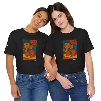 T-shirt unisex CATART - GAUGUIN - Un dipinto iconico rivisitato con i gatti