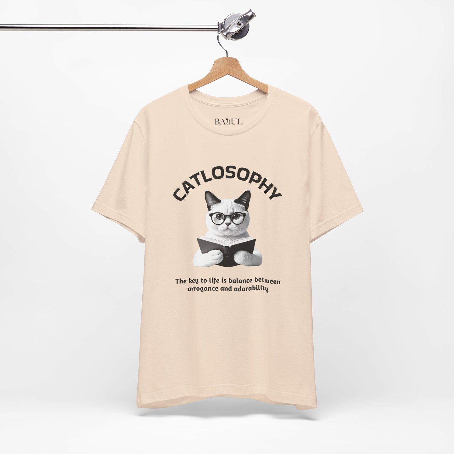 Catlosophy Maglietta unisex a maniche corte in jersey – Design "La chiave della vita"