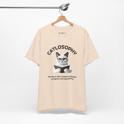 Catlosophy Maglietta unisex a maniche corte in jersey – Design "La chiave della vita"