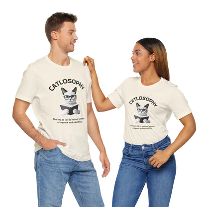 Catlosophy Maglietta unisex a maniche corte in jersey – Design "La chiave della vita"