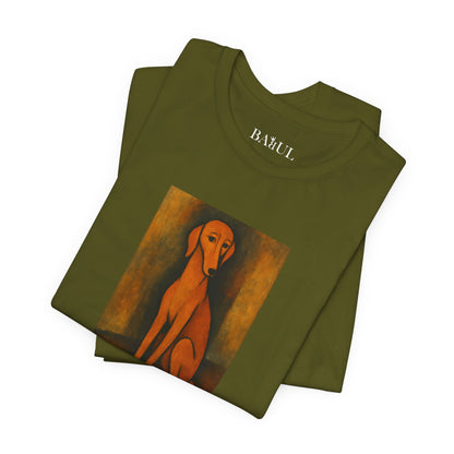Unisex T-Shirt con cane DOGART  - MODIGLIANI - Un dipinto iconico rivisitato con i cani