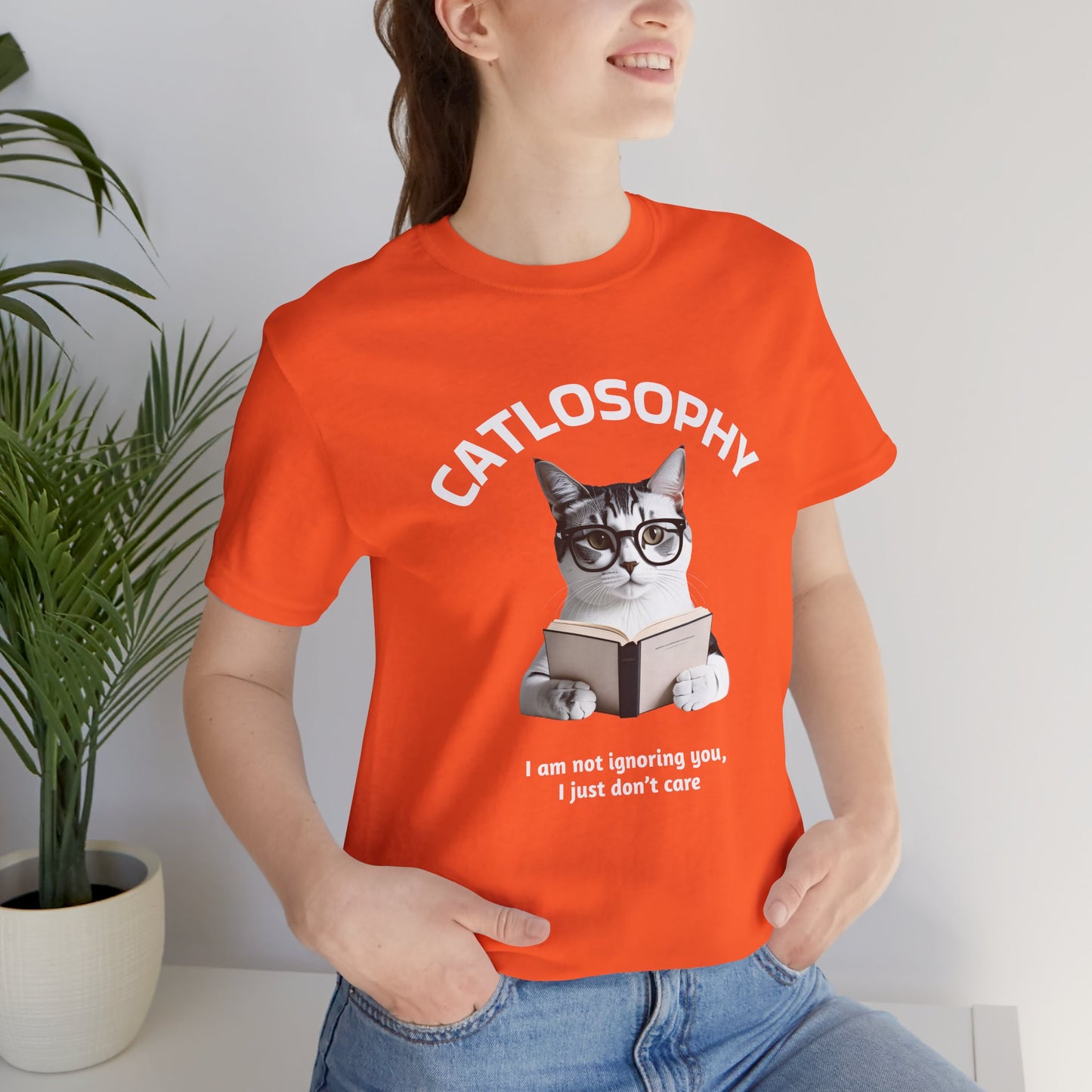 Catlosophy Unisex Jersey Maglietta a maniche corte – Design "Non ti sto ignorando, solo che non me ne frega niente"