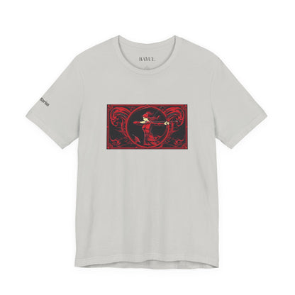 Sagittario - T-shirt Zodiaco gotico. Grafica rossa sul davanti. Zodiaco nell'ombra.