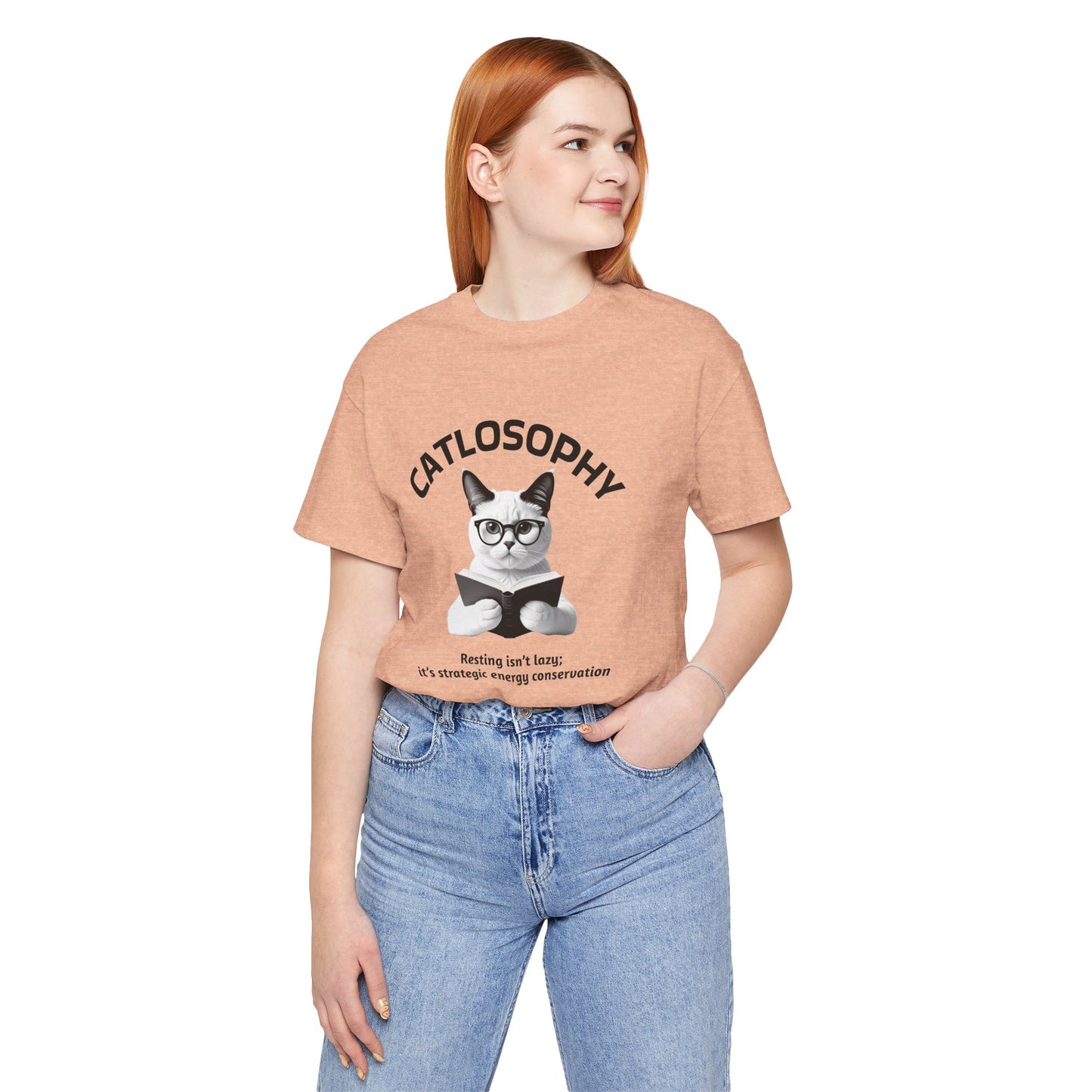 Catlosophy Unisex Jersey Maglietta a maniche corte – Design "Riposare non è pigrizia"