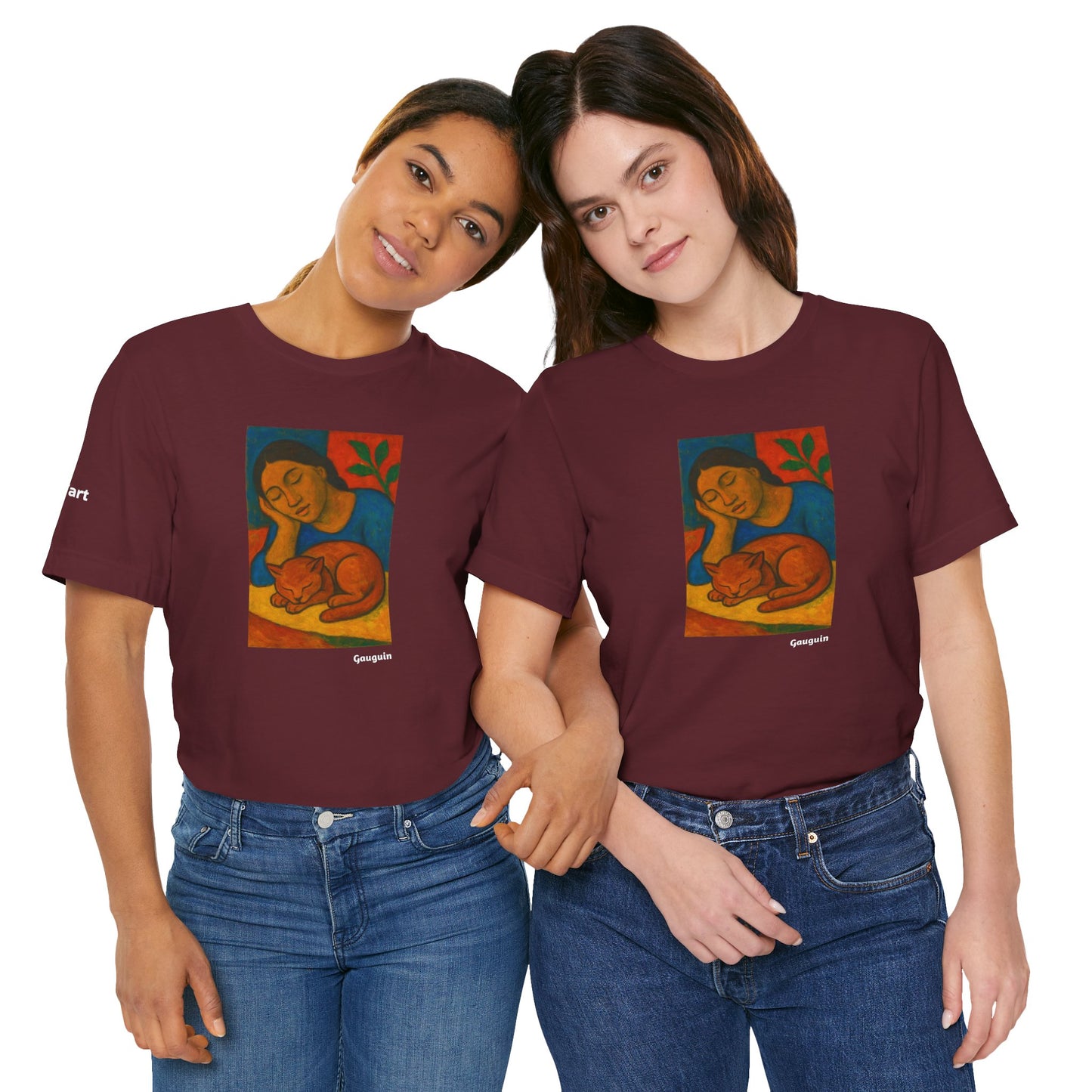 T-shirt unisex CATART - GAUGUIN - Un dipinto iconico rivisitato con i gatti