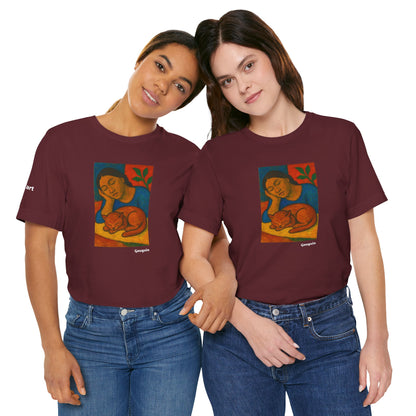 T-shirt unisex CATART - GAUGUIN - Un dipinto iconico rivisitato con i gatti