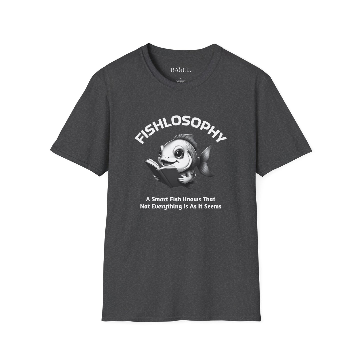 Maglietta unisex Fishlosophy - Design con vibrazioni oceaniche e domande sulla vita - Un pesce intelligente sa che non tutto è come sembra.