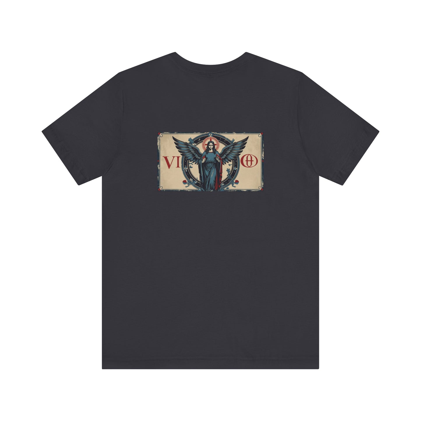 Vergine - T-shirt con segno zodiacale gotico. Grafica blu sul retro. Segno zodiacale nell'ombra.