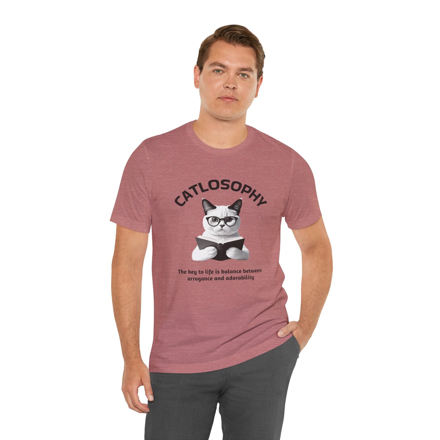 Catlosophy Maglietta unisex a maniche corte in jersey – Design "La chiave della vita"