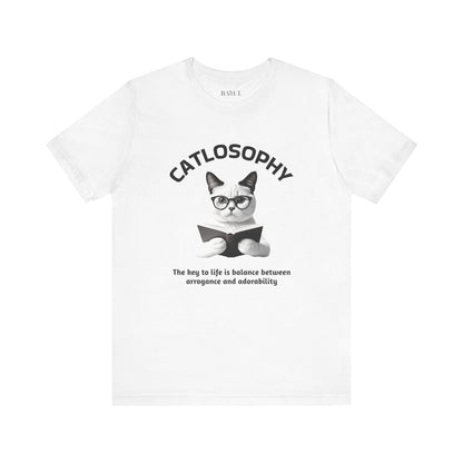 Catlosophy Maglietta unisex a maniche corte in jersey – Design "La chiave della vita"