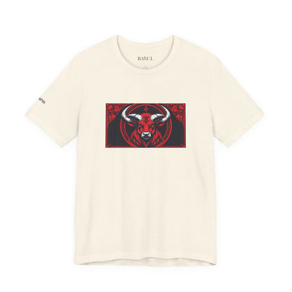 Toro - T-shirt Zodiaco gotico. Grafica rossa sul davanti. Zodiaco nell'ombra.