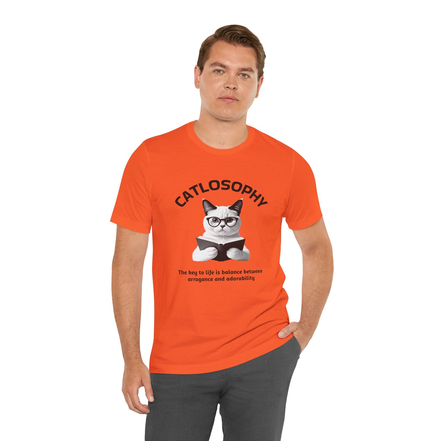 Catlosophy Maglietta unisex a maniche corte in jersey – Design "La chiave della vita"