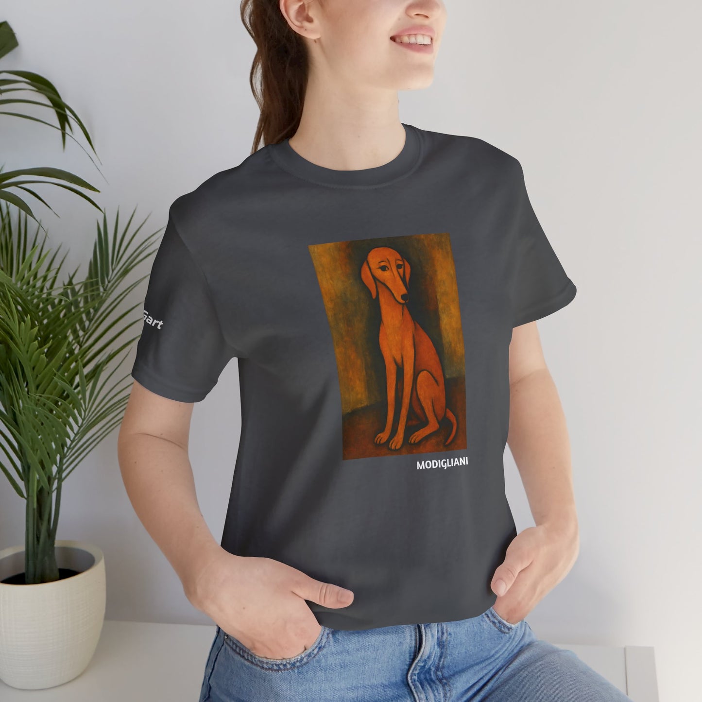 Unisex T-Shirt con cane DOGART  - MODIGLIANI - Un dipinto iconico rivisitato con i cani