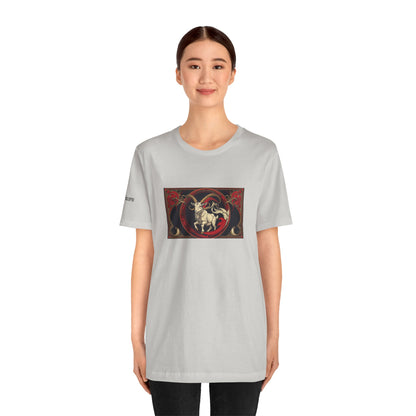 Capricorno - T-shirt Zodiaco gotico. Grafica rossa sul davanti. Zodiaco nell'ombra.