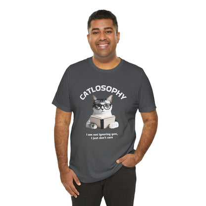Catlosophy Unisex Jersey Maglietta a maniche corte – Design "Non ti sto ignorando, solo che non me ne frega niente"