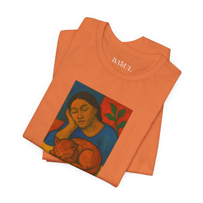 T-shirt unisex CATART - GAUGUIN - Un dipinto iconico rivisitato con i gatti