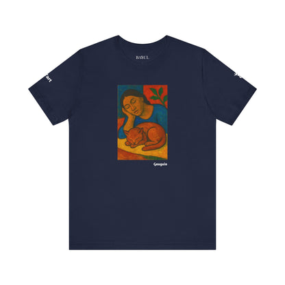T-shirt unisex CATART - GAUGUIN - Un dipinto iconico rivisitato con i gatti
