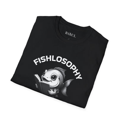 Maglietta unisex Fishlosophy - Design con vibrazioni oceaniche e domande sulla vita - Un pesce intelligente sa che non tutto è come sembra.