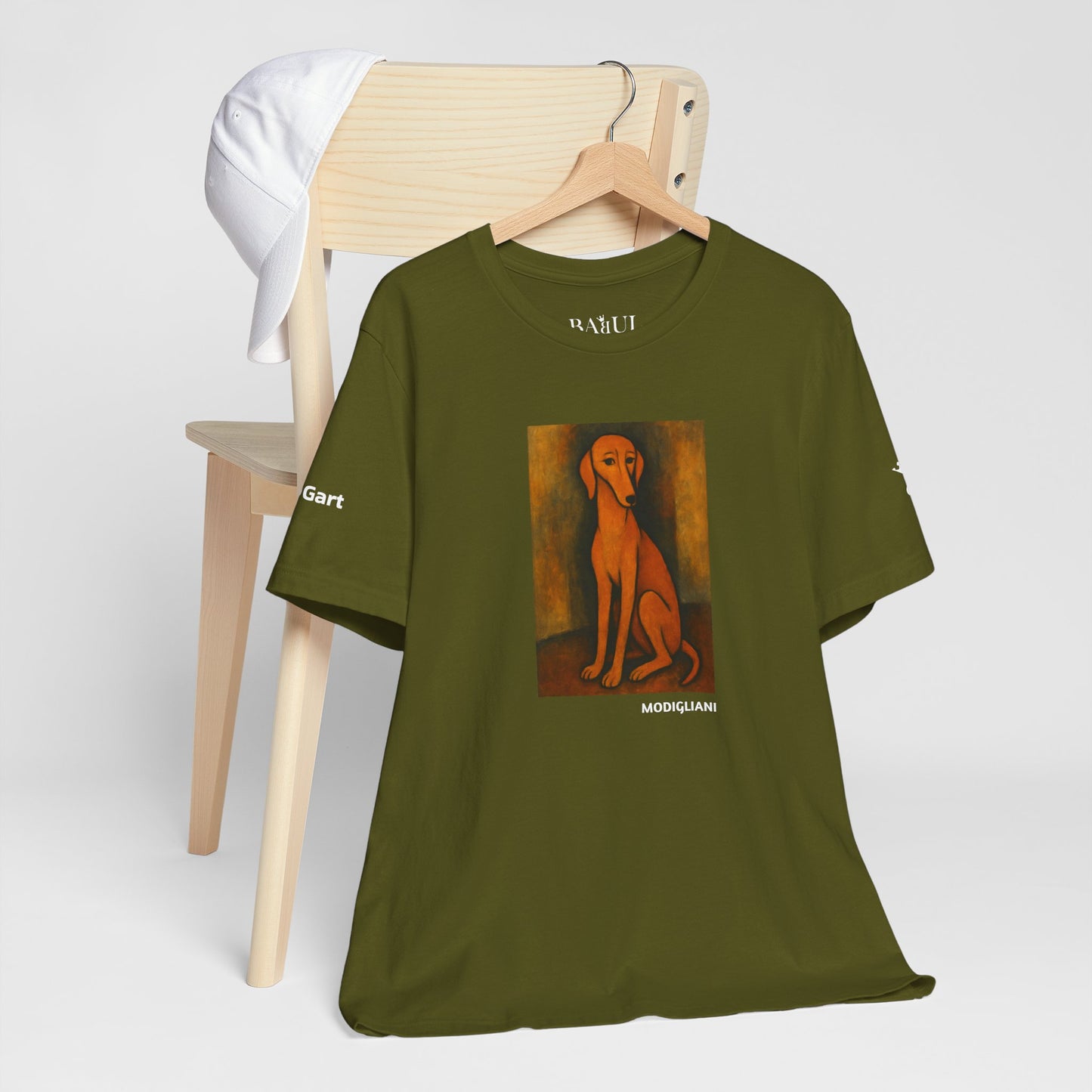 Unisex T-Shirt con cane DOGART  - MODIGLIANI - Un dipinto iconico rivisitato con i cani
