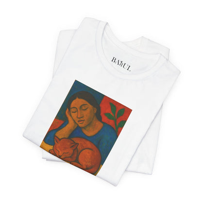 T-shirt unisex CATART - GAUGUIN - Un dipinto iconico rivisitato con i gatti
