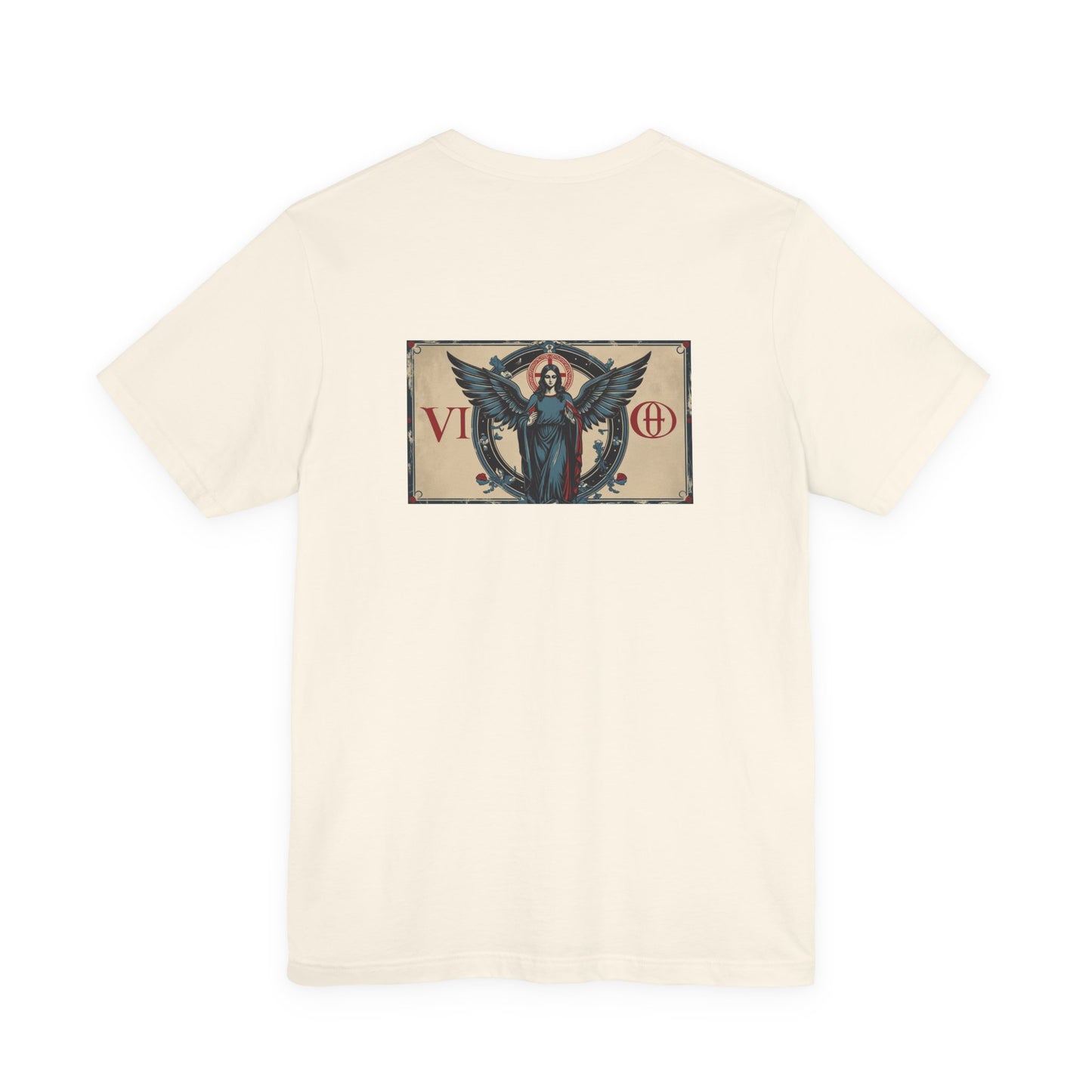 Vergine - T-shirt con segno zodiacale gotico. Grafica blu sul retro. Segno zodiacale nell'ombra.