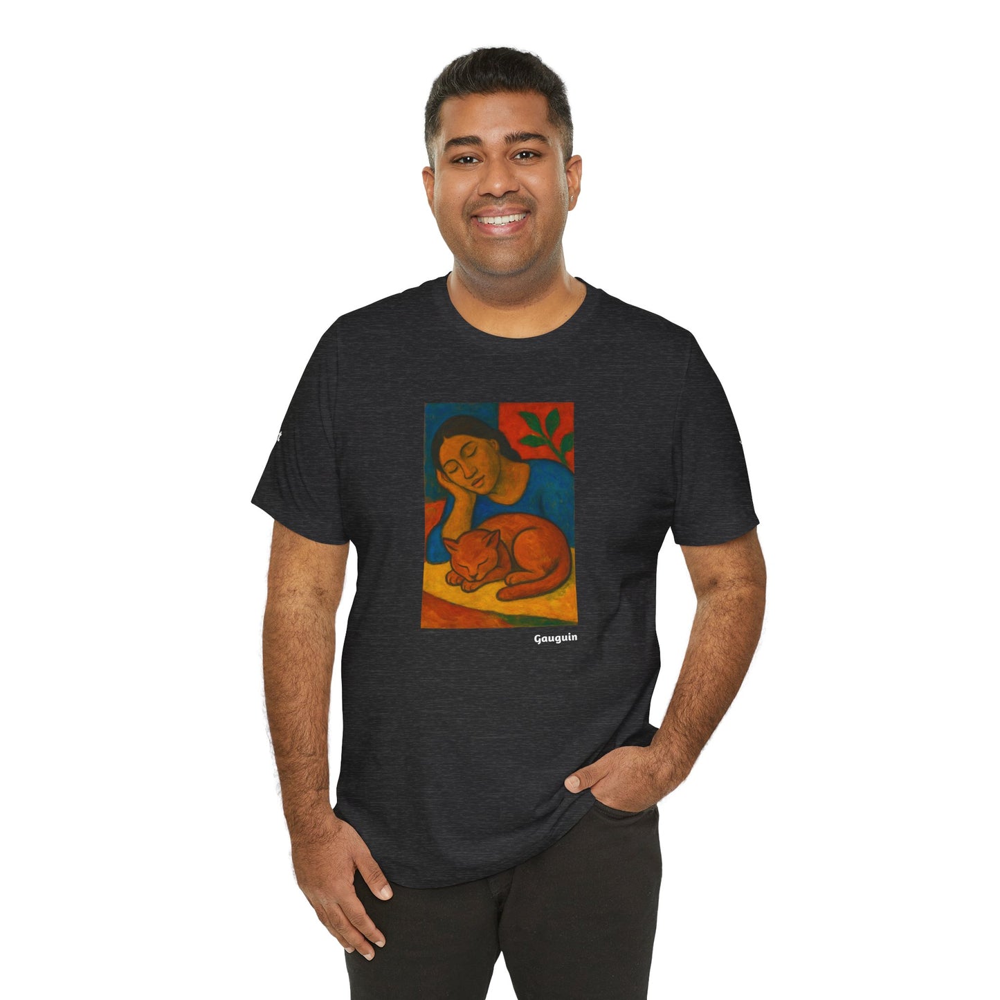T-shirt unisex CATART - GAUGUIN - Un dipinto iconico rivisitato con i gatti