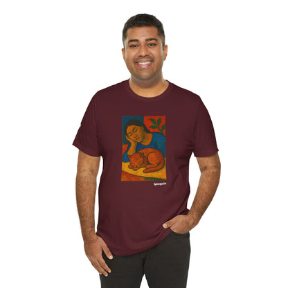 T-shirt unisex CATART - GAUGUIN - Un dipinto iconico rivisitato con i gatti
