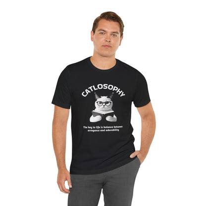 Catlosophy Maglietta unisex a maniche corte in jersey – Design "La chiave della vita"